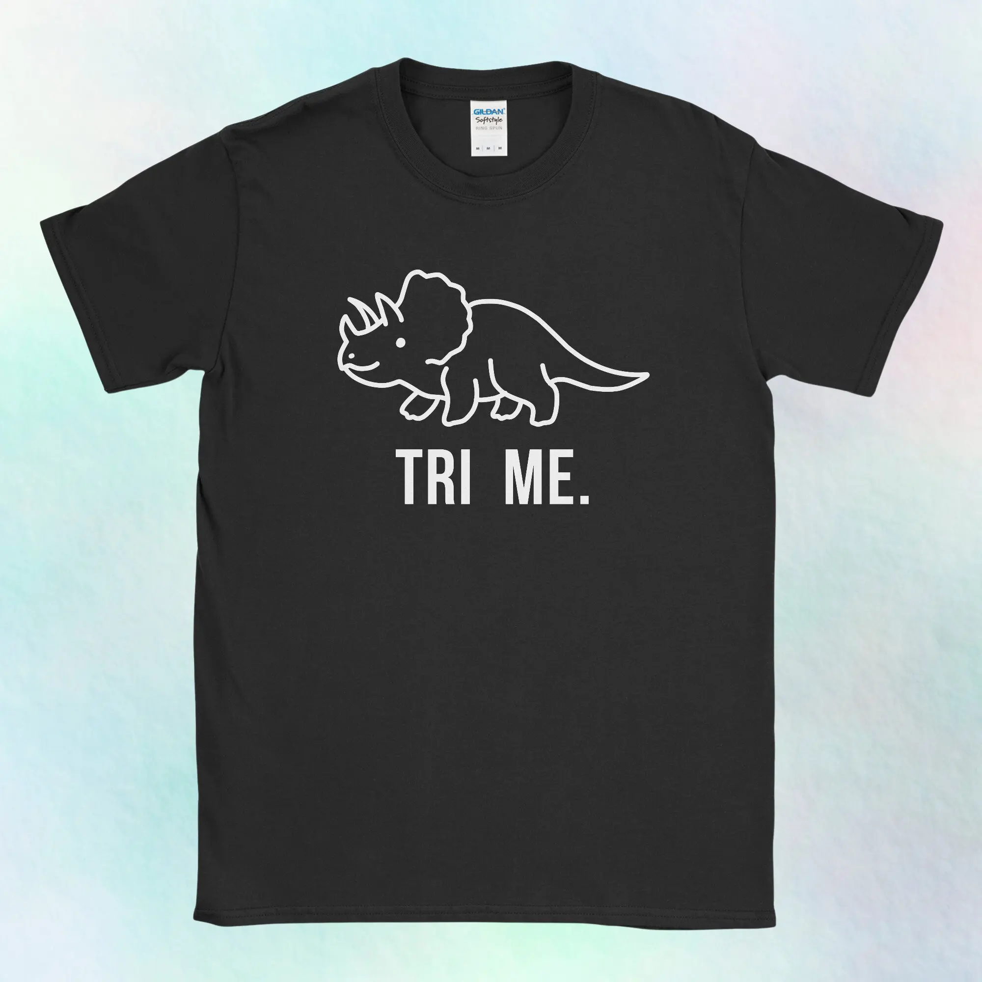 Tri Me Men'S T Shirt Dinosaur Funny Joke Pun Jurassic Triceratops Birthday Christmas Present Mens Uk