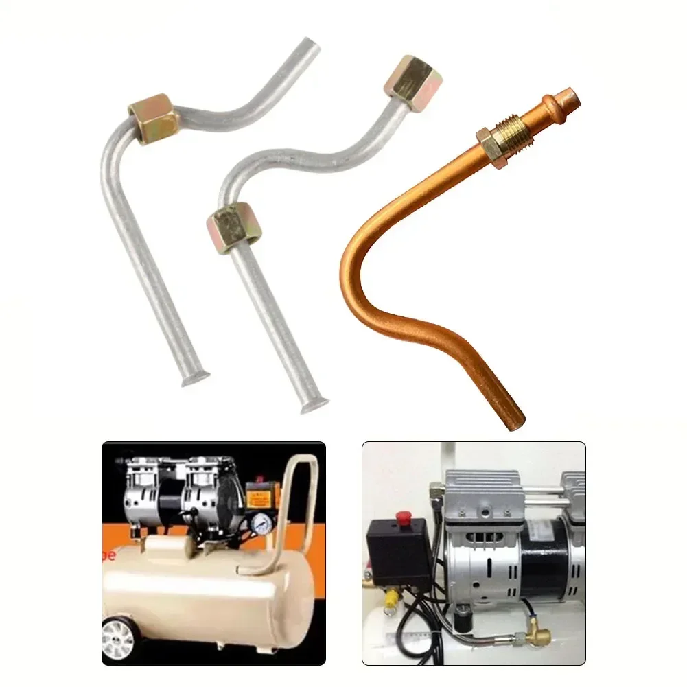 Aluminum Exhaust Pipe 7 Shaped Exhaust Tube Air Compressor Maintenance Improved Performance Sleek Silver Tone Finish