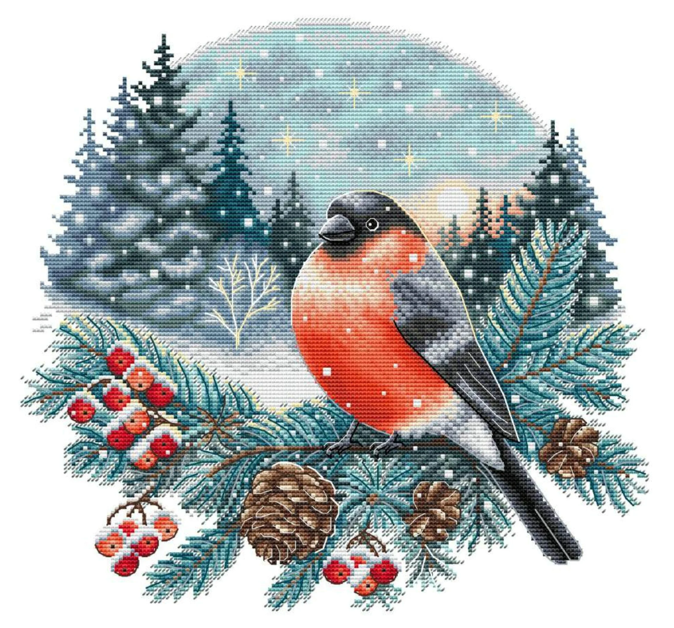 

Character Patterns Cross Stitch Kits Aida 19-Winter Little Bird 39-37 Count Canvas Cloth Embroidery Kit DIY Cross Stitch Set
