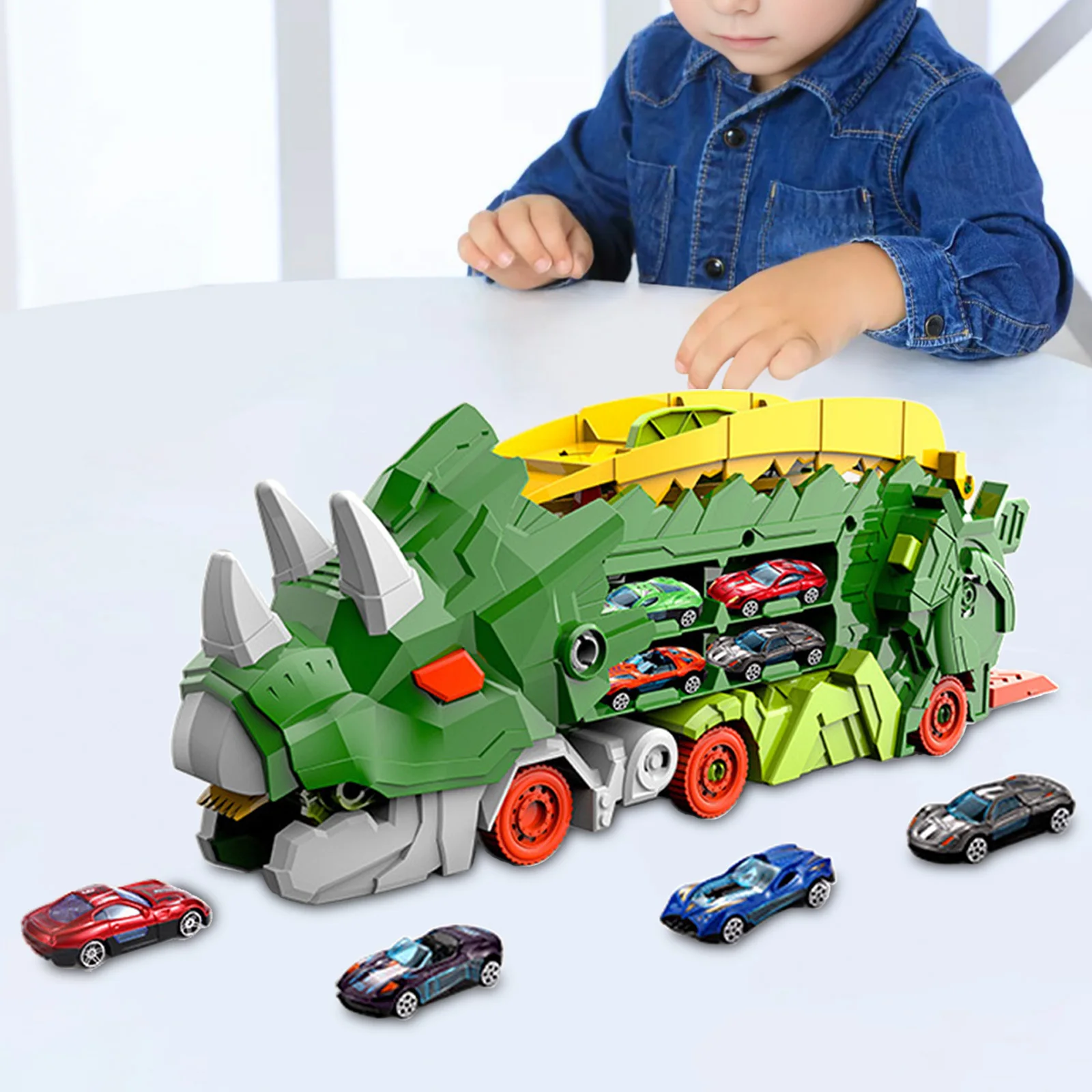 

Dinosaur Transporter Truck with Small Cars Dinosaur Figure Toys for Children Ages 3 Year Old Birthday Gift Babies Boys Girls