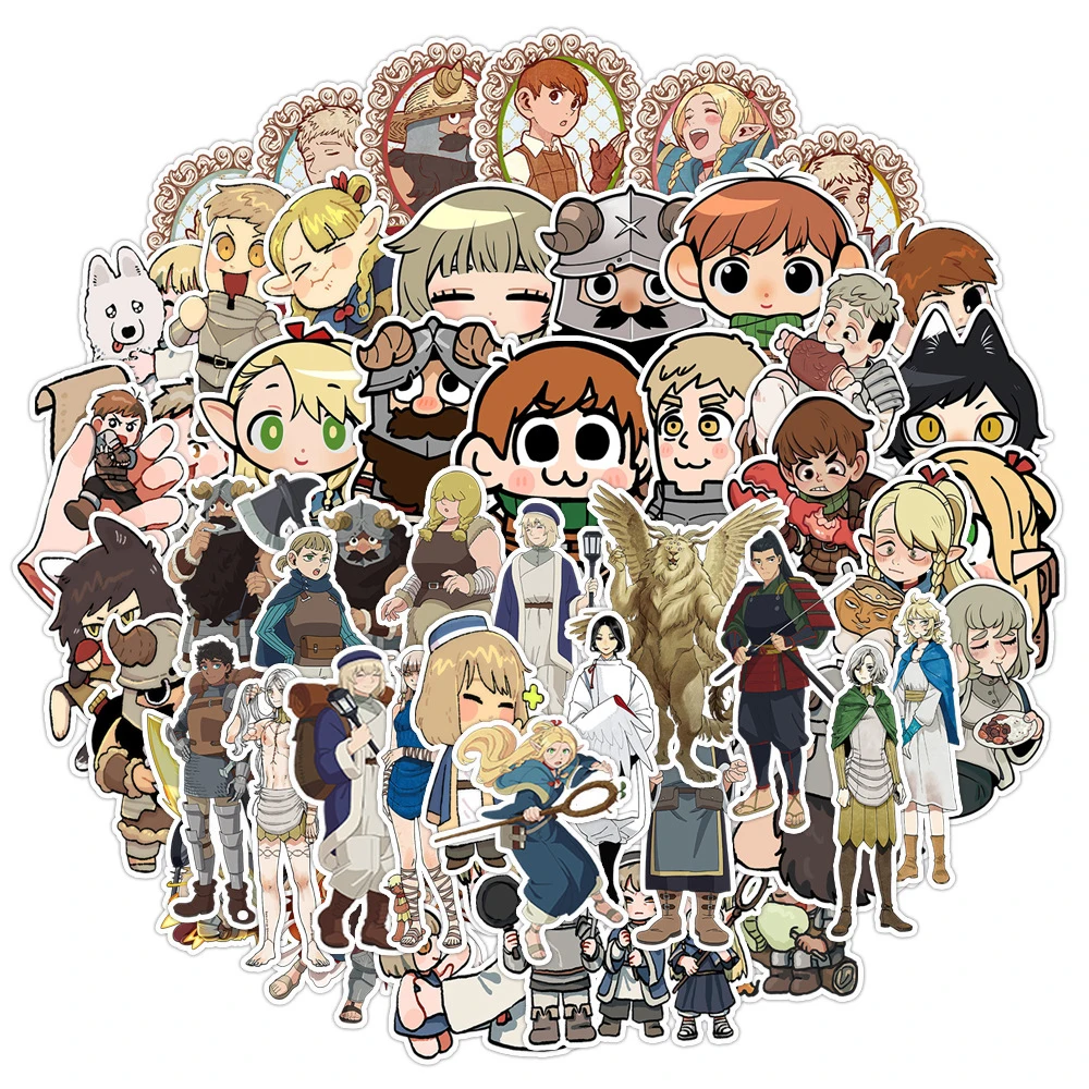 10/30/50pcs Cute Delicious in Dungeon Cartoon Stickers Funny Anime Graffiti Decals DIY Notebook Luggage Phone Sticker Decoration