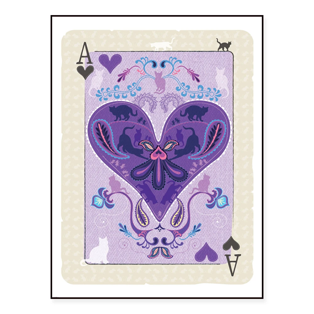 Cat patterns, tabby cats, tuxedo cats, pet art, the Ace of Hearts playing cards, Elvis Presley, cat posters