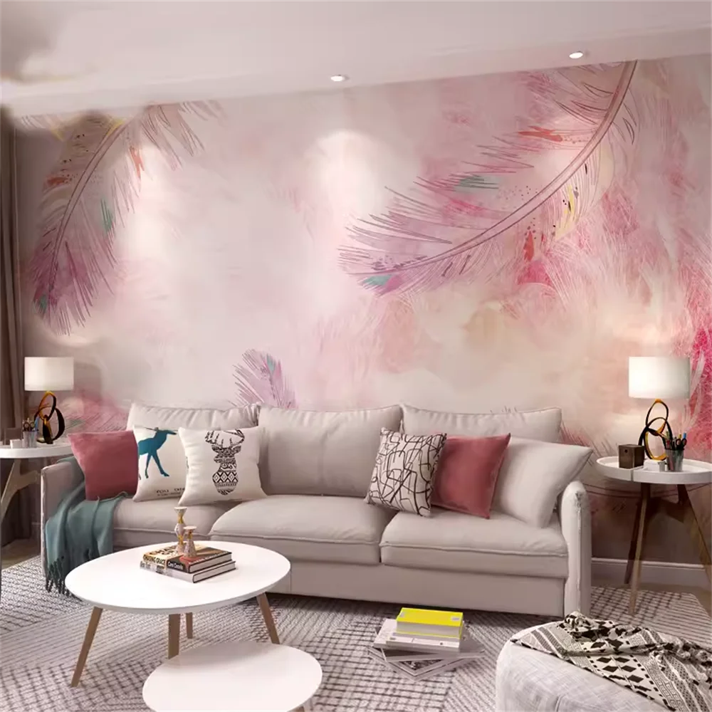 

Custom vintage feather Mural Wallpaper 3D Background Wall Painting Restaurant Cafe Living Room Creative Papel De Parede Fresco