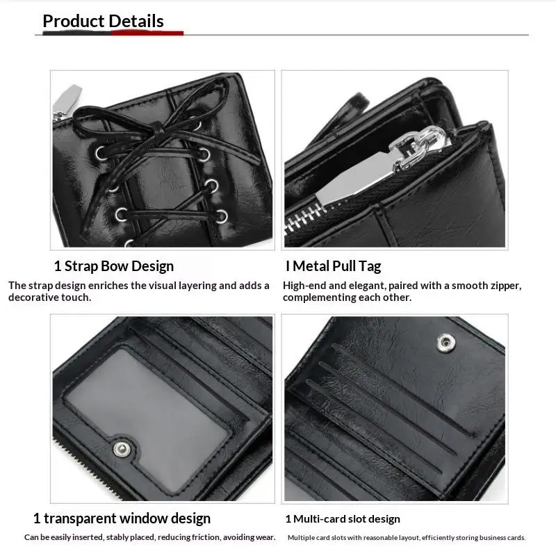 * Simple Korean Style Bow Wallet Ultra Thin Short Clutch Card Bag Multi-function Zipper PU Leather Card Holder Travel Coin Purse