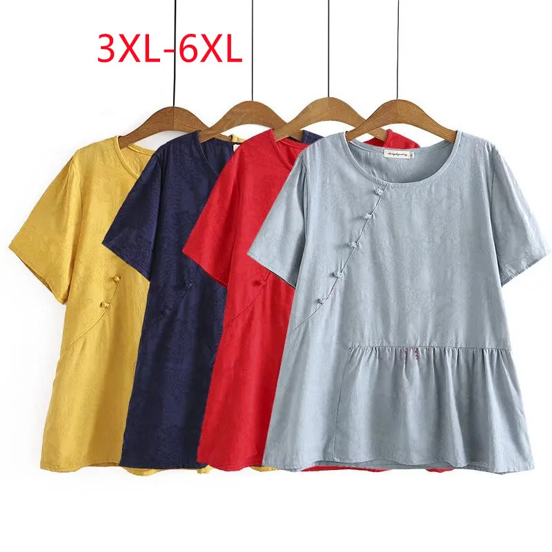 

Large Womenswear spring / summer 2022 new fashion Plus Size retro short sleeve 3XL 4XL 5XL 6xl