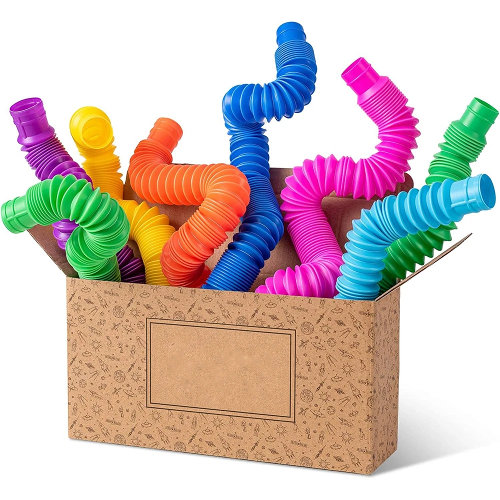 Pop Tubes Fidget Toys pour les tout-petits, Soufflet mentaires oriel, Soulagement de l'anxiété, Souligné, Cadeaux de fête pour les enfants, TDAH, 8 pièces