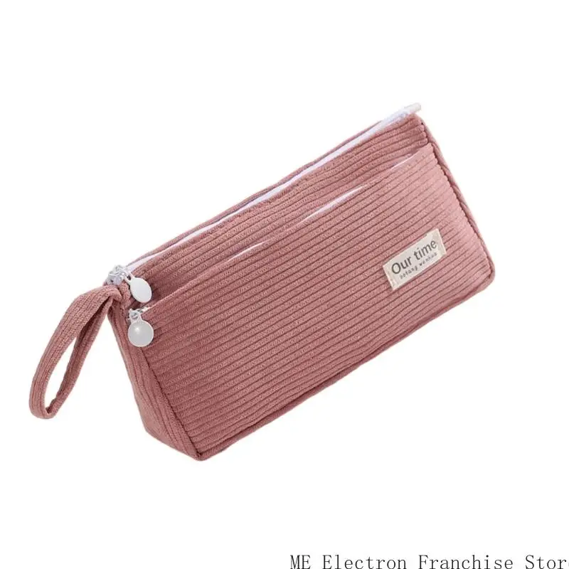 T5EA Bolsa bolígrafo pana doble capas 2 Bolsa lápiz compartimento para estudiante