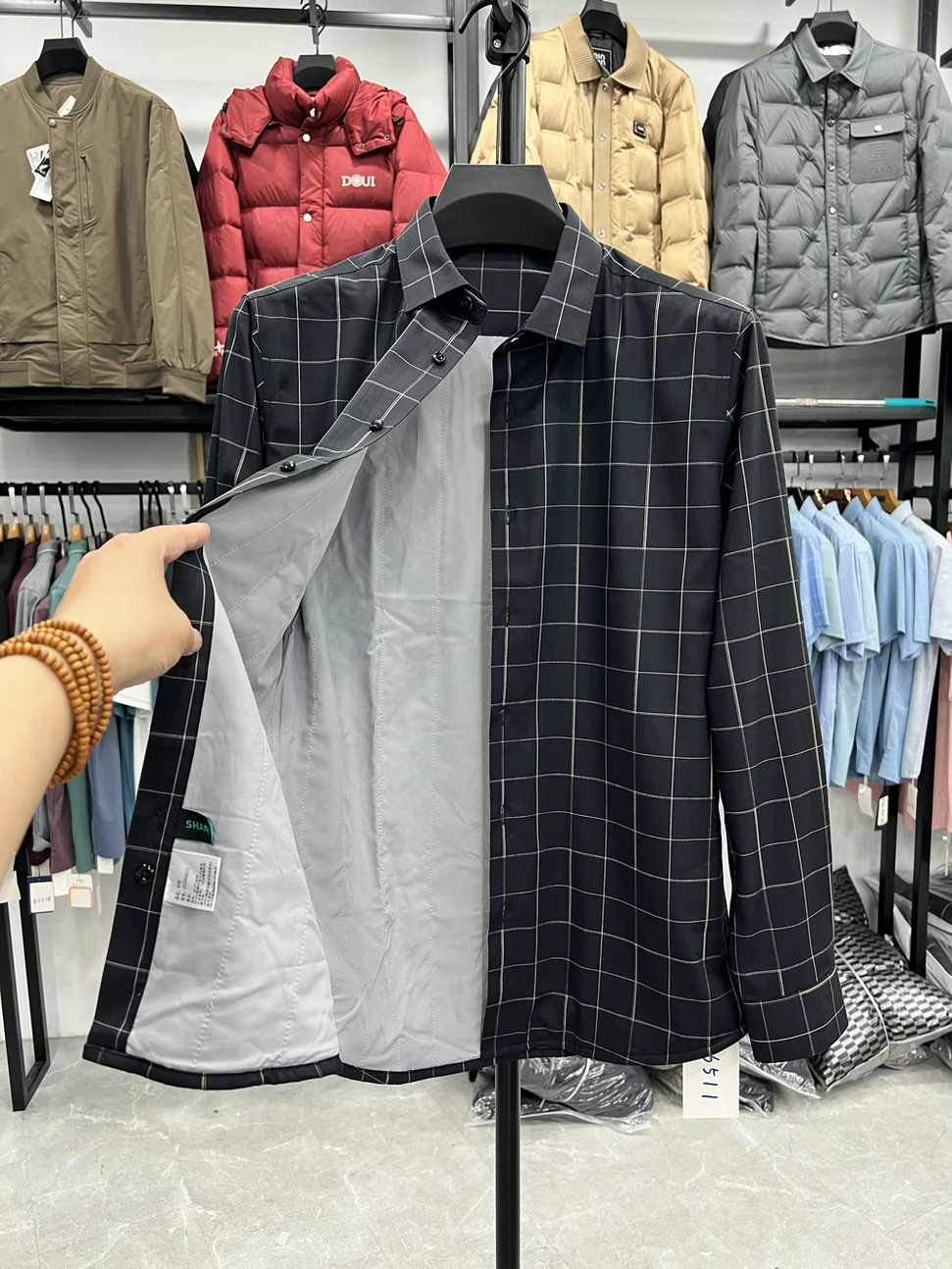 

Thiened Long Sve irt Men's Busin Casual Autumn Winter Warm Cotton Inter Dad's Sle irt Stand Fit Printed