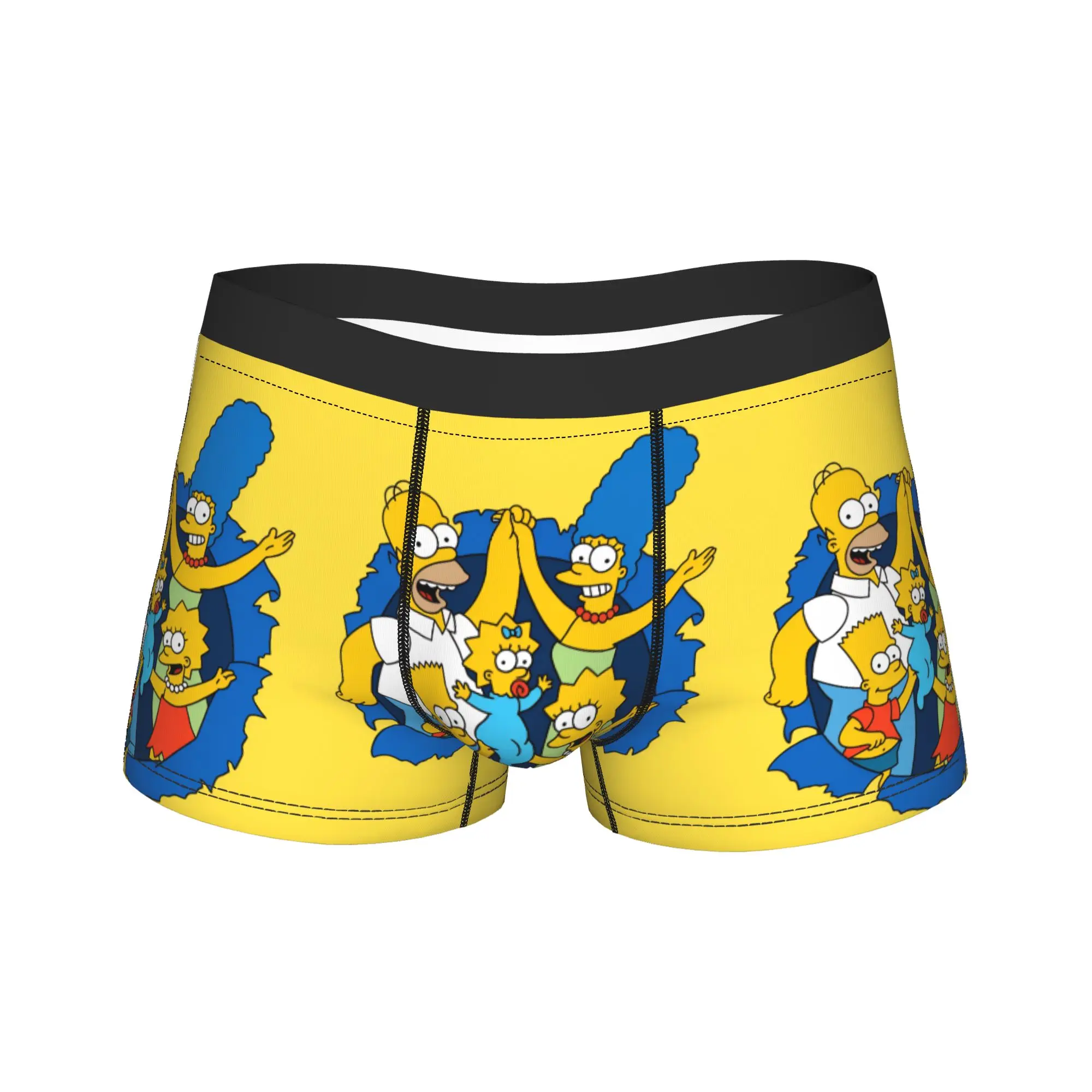 S-Simpsons Cartoon Characters Funny Group Underwear Males Underpants Custom Funny Boxershorts High Quality Boxer Brief Plus Size