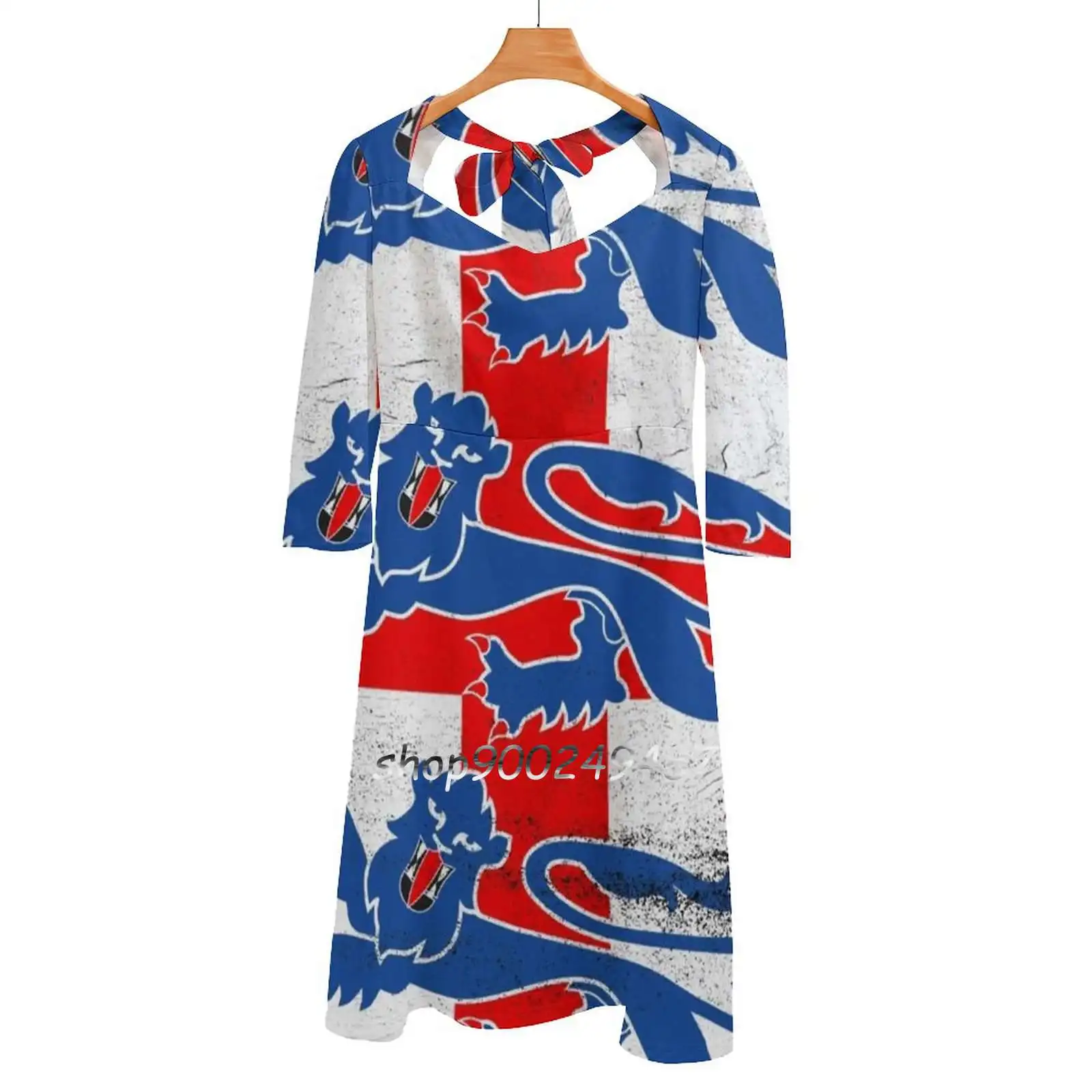 Vestido de cuello cuadrado con estampado de la bandera de Inglaterra, vestido holgado con estampado de tres leones para fiesta en la playa, fútbol de Inglaterra, fútbol de St George