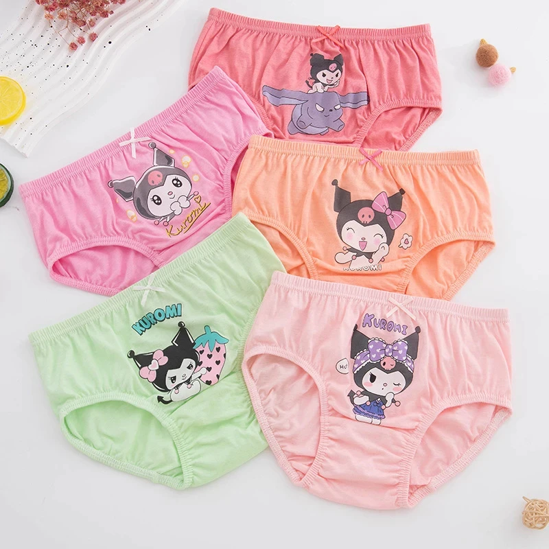 5Pcs/lot Anime Sanrio Girl 100%pure Cotton Underwear Hello Kitty Clothes Kuromi Melody Triangles Shorts Girl Breathable Panties