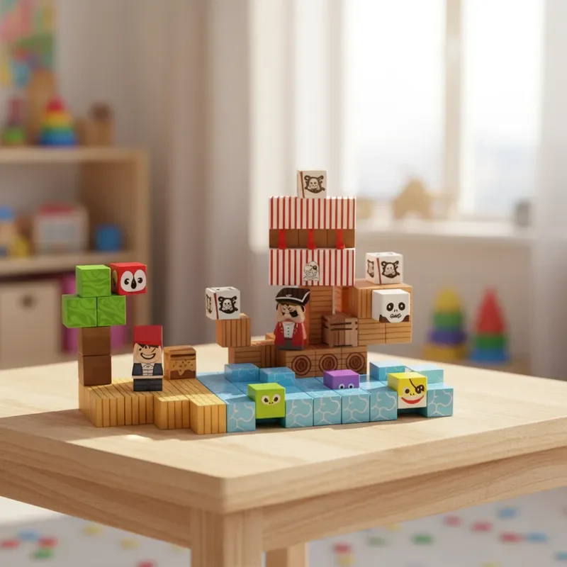 100PCS 3D Magnetische Gebäude Set Kostenloses Design Piraten Thema STEM Pädagogisches Spielzeug DIY Boot Dekor Geschenk Für Kinder Urlaub präsentiert