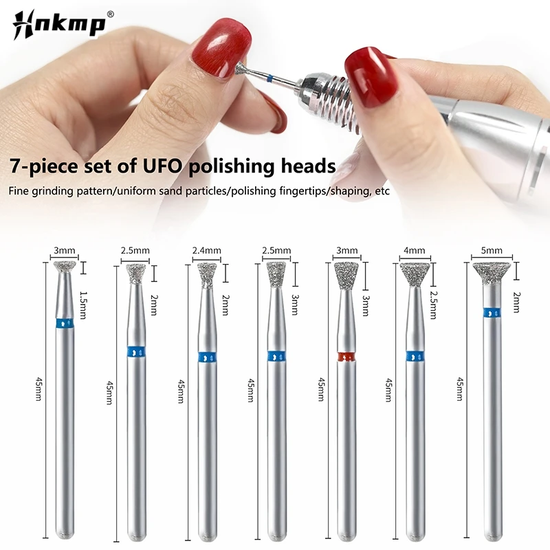 7Pcs/Set Cuticle Clean Nail Drill Bit Remove Overflow Glue Tool Nail Edge Treatment Diamond Grinding Machine Accessories