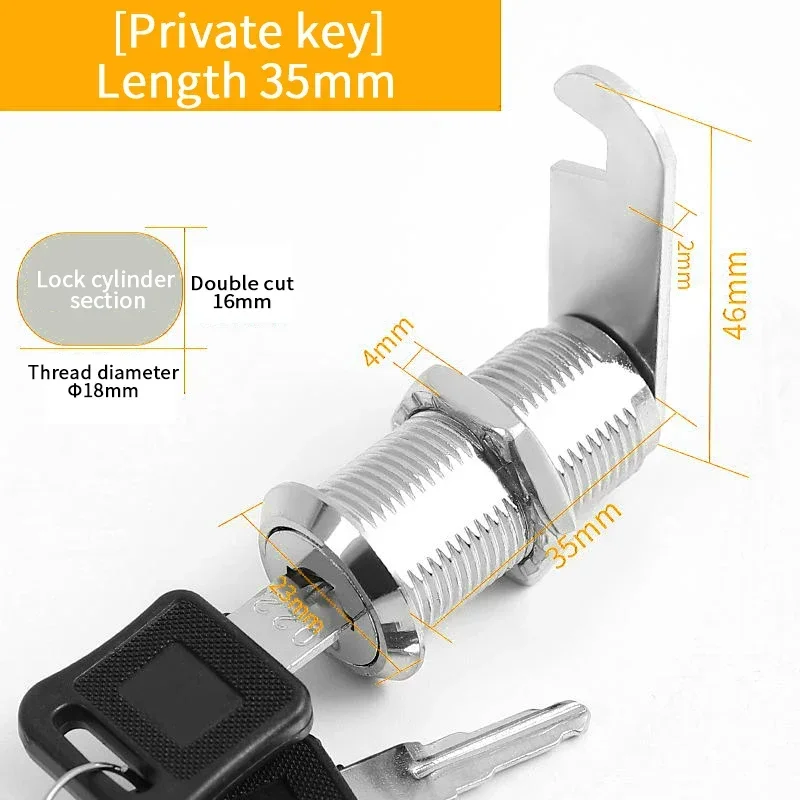 5/20/100Sets Veiligheidsslot Metalen Cilinder Kast Locker Cam Lock Met Sleutels Beveiliging Mailbox Lock lade 16 MM/20 MM/25 MM/30 MM - afbeelding 1