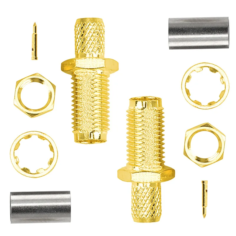 

5PCS SMA Male Female RP-SMA Plug / Female Jack Bulkhead Crimp RF Coaxial Connector for RG58 RG142 /SYV50-3 Cable Wire Terminal