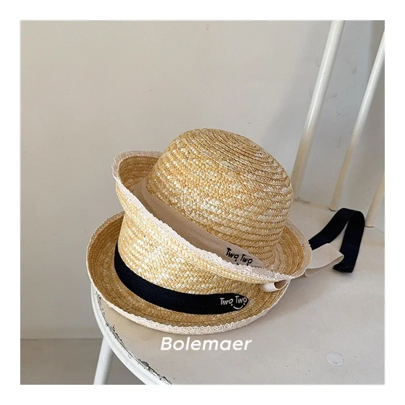 

Children's Straw Hat Summer Children Panama Caps Girls Boys Straw Sunshade Hat Travel Beach Fisherman Caps Kids Sun Hats