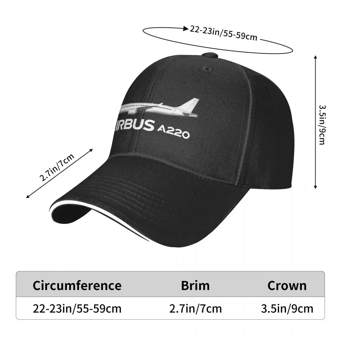 Airbus A220 Baseball Cap Spring Airliner Print Hip Hop Hip Hop Hats High Quality Couple Vintage Design Baseball Caps