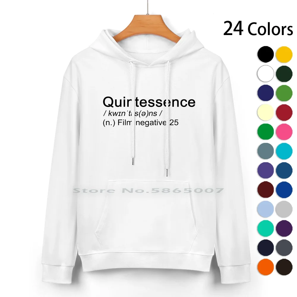 Quintessence Pure Cotton Hoodie Sweater 24 Colors Quintessence Dictionary Walter Mitty Film Negative Description Word Quote