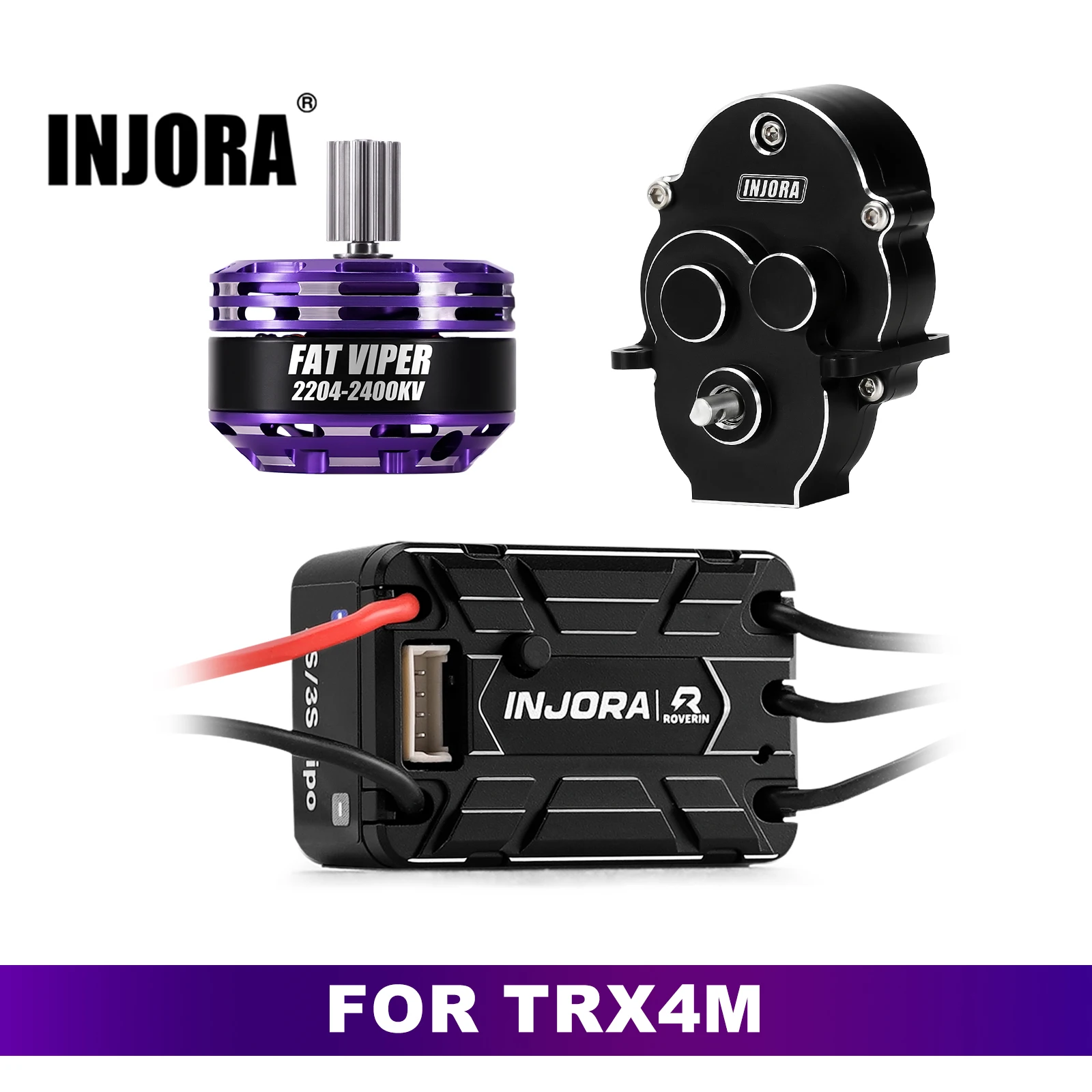 INJORA Roverin OR30 Waterproof Brushless ESC & 2204 Fat Viper Motor for 1/18 TRX4M (XT30/PH2.0)