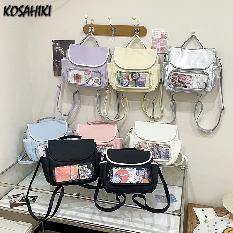 

Transparent Simple Casual Girls Shoulder Crossbody Bags Korean Y2k Aesthetic Chic Schoolbags Women All Match Students Backpacks