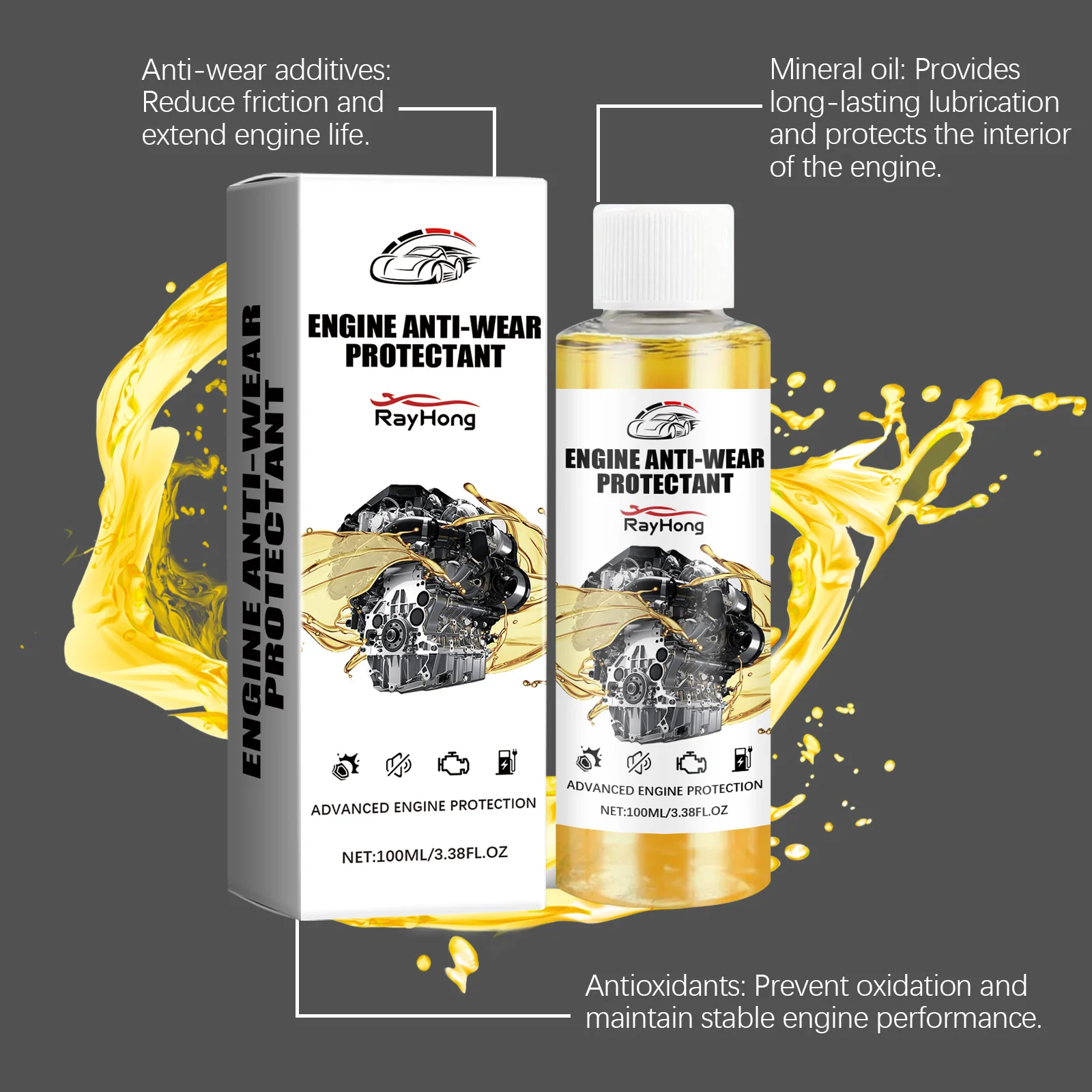 المحرك المضاد للتآكل حماية الزيت المضاف العلاج للسيارة تقليل ضوضاء المحرك الاهتزاز المضادة للاحتكاك منتجات العناية المضادة للصدأ #3