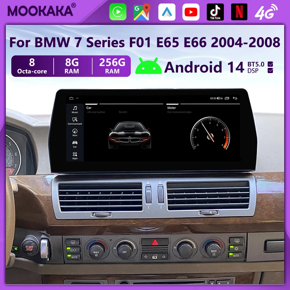 

Carplay Car Radio For BMW 7 Series F01 E65 E66 2004-2008 Android 14 Touch Screen Multimedia Player GPS Navigation Stereo 5G WIFI