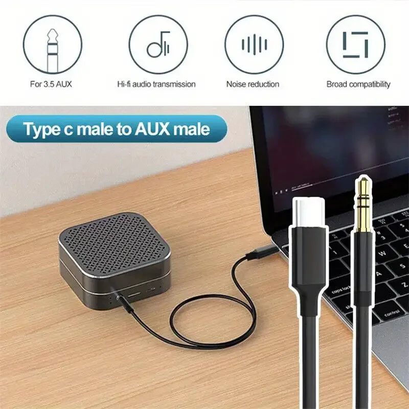 NNBILI USB Type C To 3.5mm Head Jack Audio Aux Splitter Cable Car Speaker Headphone Headset Adapter For Android Samsung Xiaomi