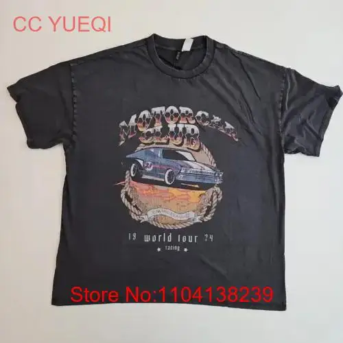 Divided Motorcar Club Racing World Tour Black Oversized T Shirt Womens Size M long or short sleeves