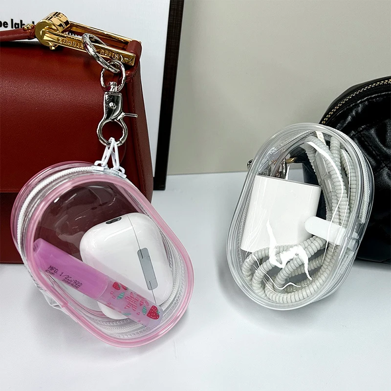 Bolsa de almacenamiento de exhibición de muñecas de felpa transparente, llavero a prueba de polvo, Cable de datos, auriculares, bolsa organizadora de joyas