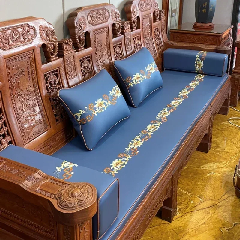 New Chinese-style Burmese pear mahogany sofa seat cushion leather sofa cushion solid wood chair cushion winter and summer
