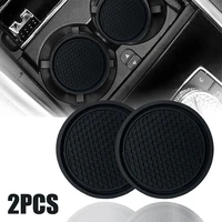 2pcs Black Car Auto Cup Holder Anti Slip Insert Coasters Pads Interior Accessories Universal Fits Perfectly For Most Cups 2