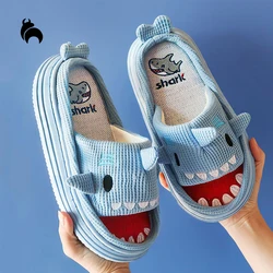 Mo Dou Women's Cute Cartoon Shark Slippers Men's Bedroom Cotton Home Shoes Indoor Thick Soled Couple Slippers