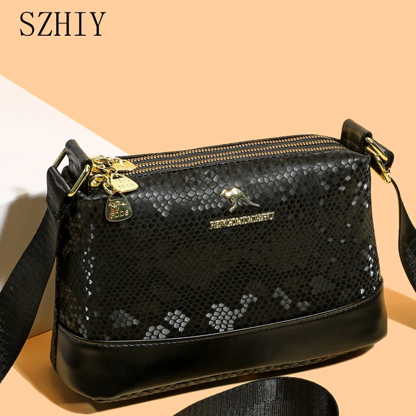 Snake Patterned Shoulder Bag Women Crossbody Purse for Girls Luxurious Designer Multi Pocket Pocket Classic Travel Mobile Wallet