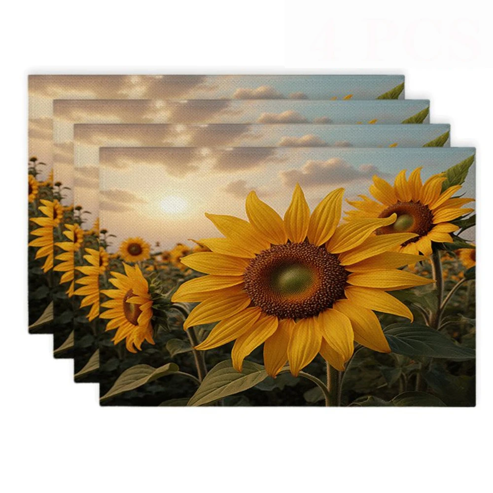 Buffalo Plaid Sunflower Printed Placemats Farmhouse Floral Table Decor Rustic Brunch Tray Display Country Dining Home Decor