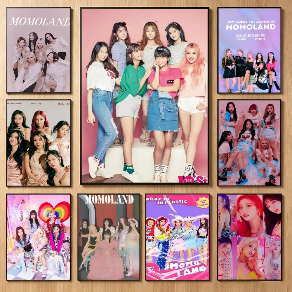 Vibrant Kpop Girl Group M-MOMOLAND Poster Classic Self-Adhesive PP Wall Sticker for Living Room Bar Decor Gift