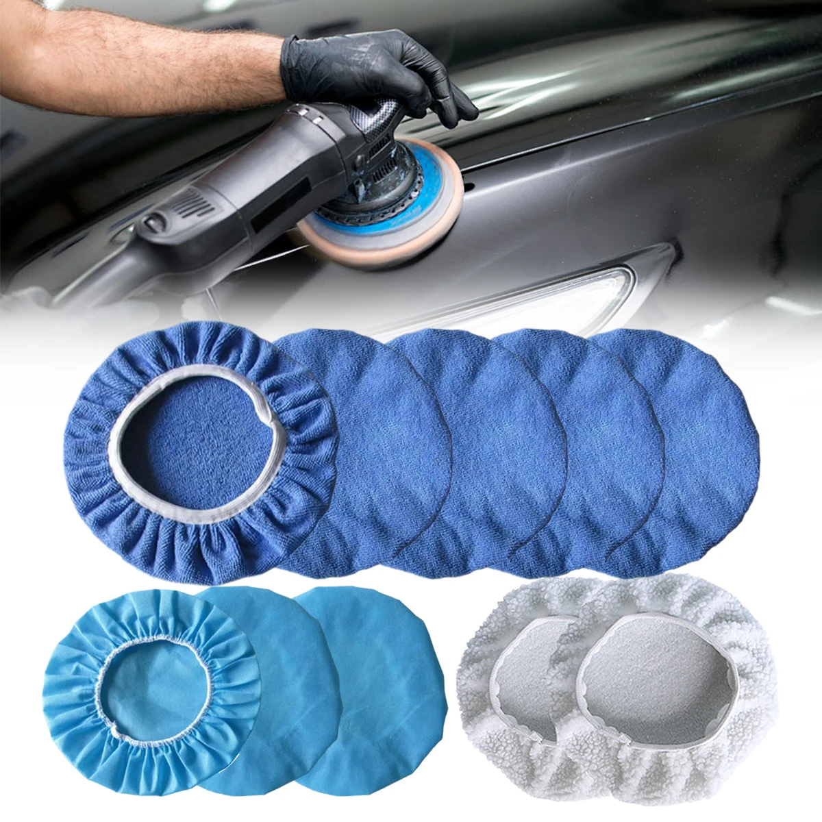 

Polishing Pads Elastic Adjustable Anti-slip Polishing Bonnet Car Wax Cover Kit Buffer Buffing Pad Detail Clean Accessories