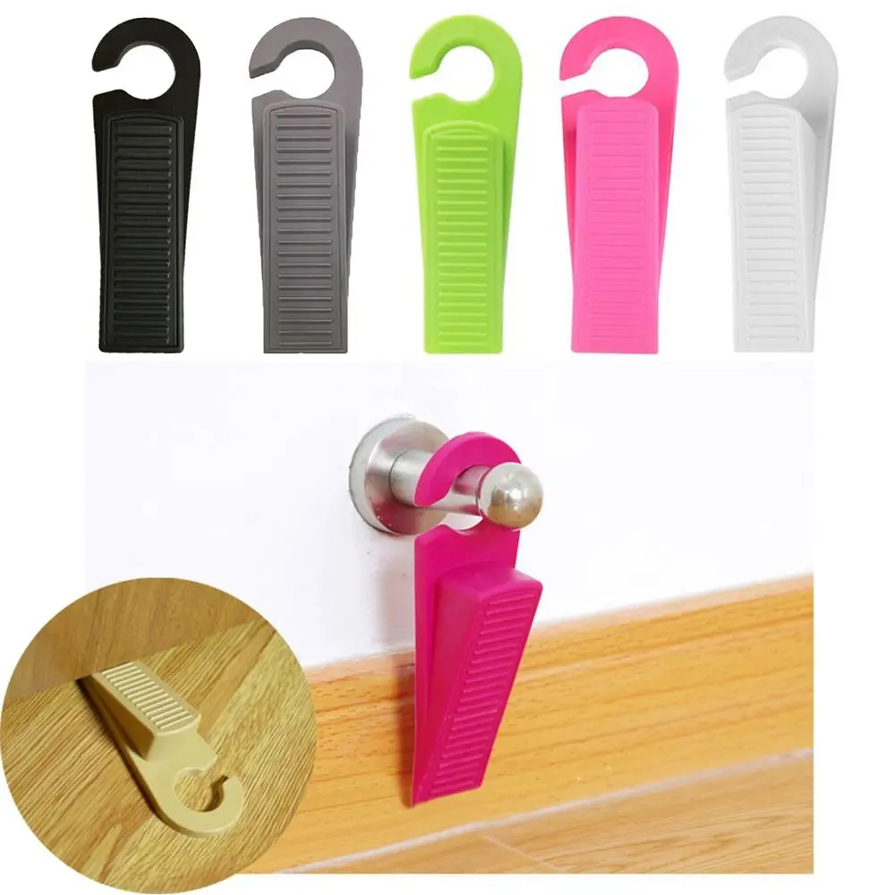 Can Be Hang Hollow Design Flexible Door Stop Safety Card Door Stopper for Home Bedroom Office Floor Windproof Rubber Stopper