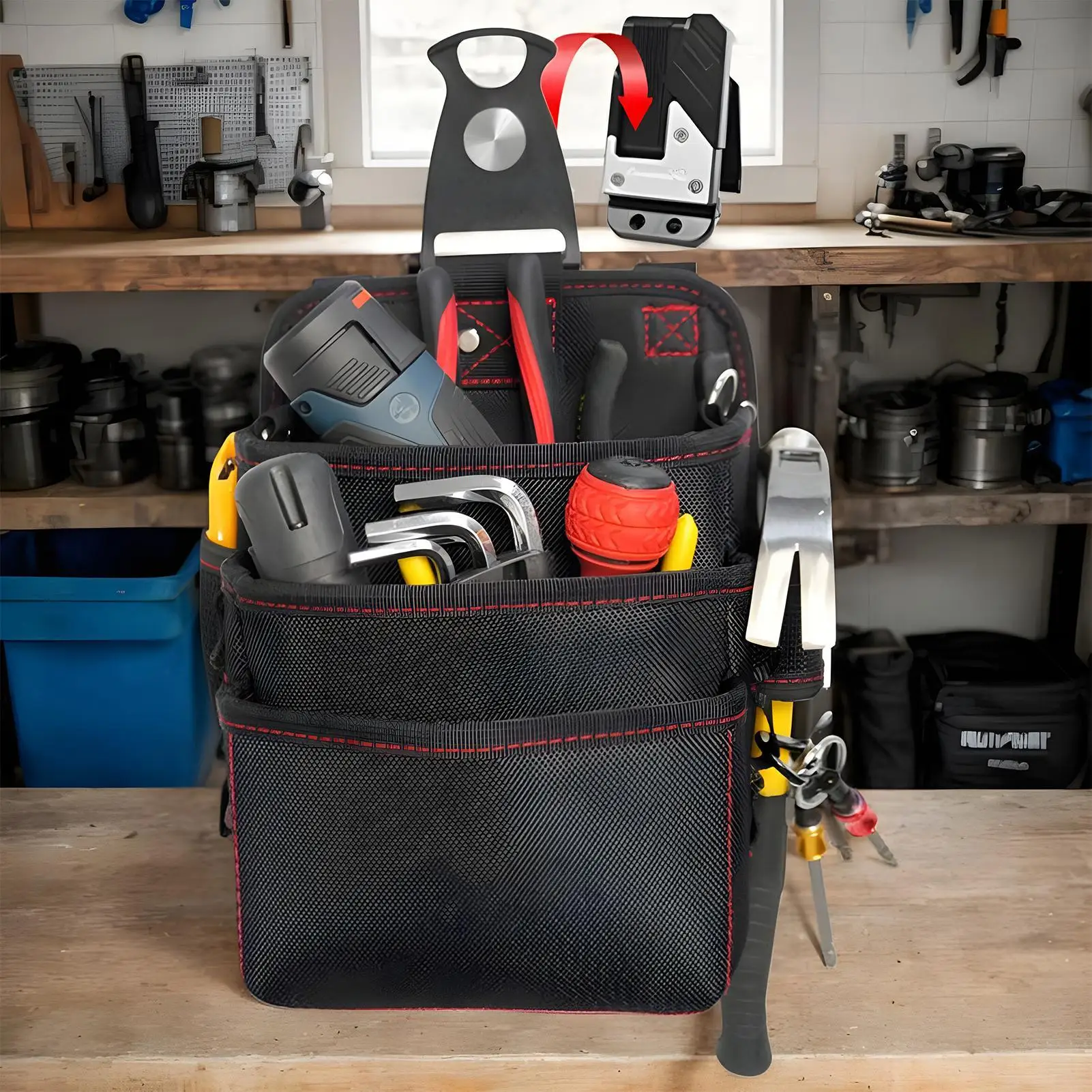 Tool Belt 3-Layer Waterproof Oxford Pack Fanny Holder Tool Belt Pouches for Electrician Construction Work Carpenter Garden