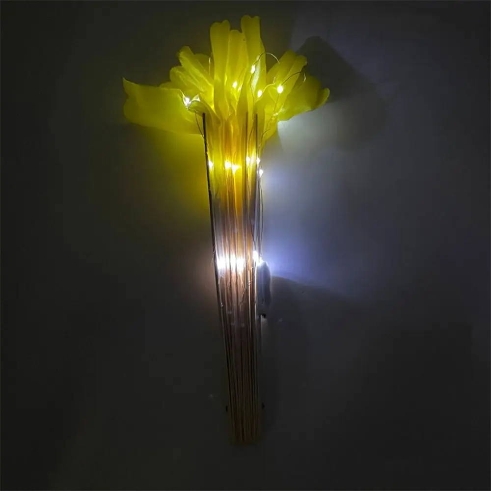 30.5cm bambu + 10cm meio círculo de seda chinês curto ventilador de dança do ventre iluminação 6 cores pares de véu yangko prop dança fãs de bambu