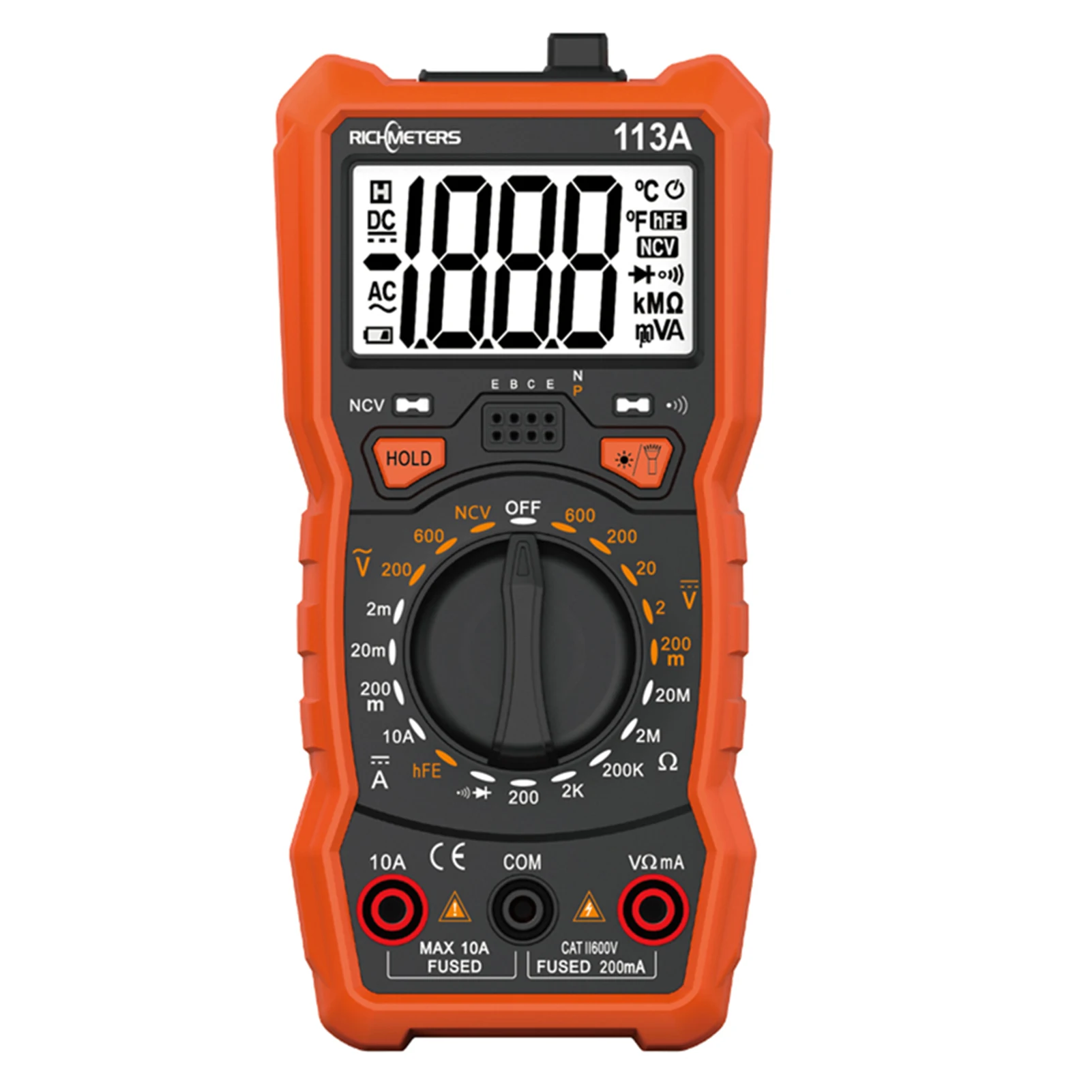 RM113A Digital Multimeter 2000 Count NCV Voltage Temperature Measurement Inductive Digital Multimeter with Magnetic Flasher