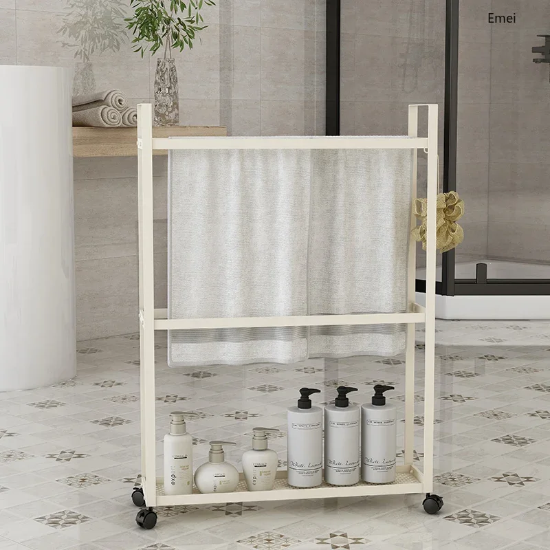 Bathroom Mobile Storage Rack Three-Layer Metal Trolley Bathroom Shower Gel Shampoo Storage Rack