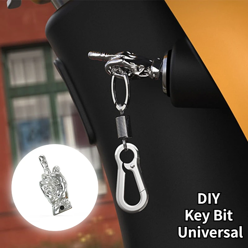 DIY Key Bit CNC Electric Keychain Titanium Car Accessories Motorcycle Key Head Key Ring Decoration Personalized Key Universal