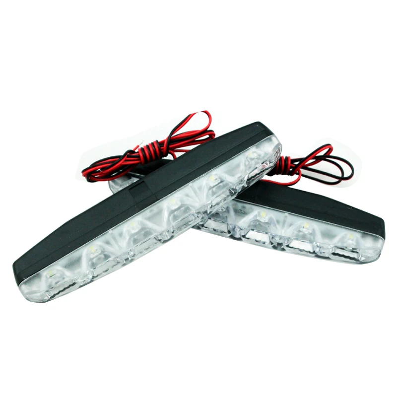 2PCS/Set Day Light Super White 6 LED Universal Car Light Daytime Running Auto Lamp DRL Auxiliary Light In The Day