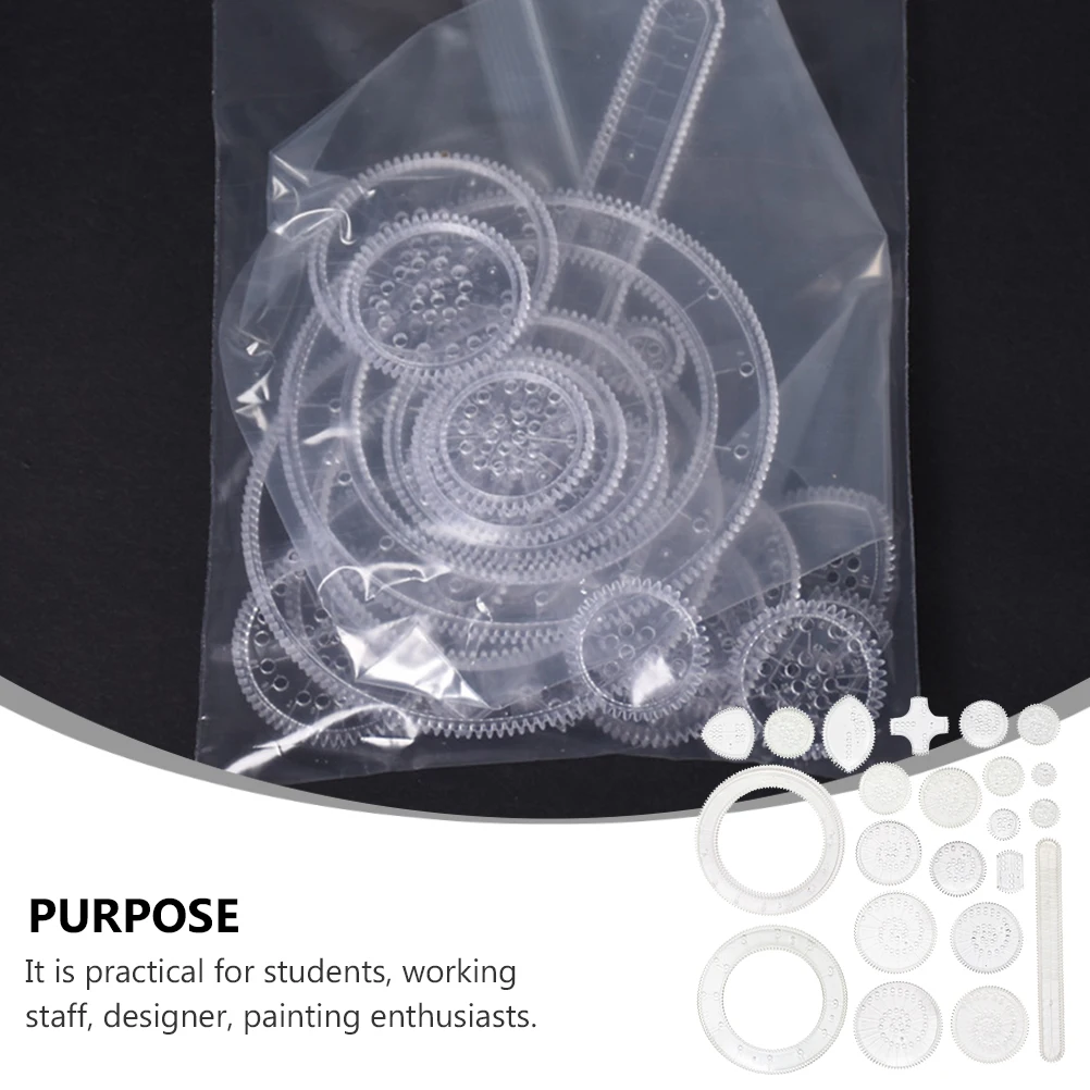 

22pcs Curve Gauge Painting Set Interlocking Gears Drawing Tool Educational Toy Plastic Ruler Kit for Kids Classroom Gift