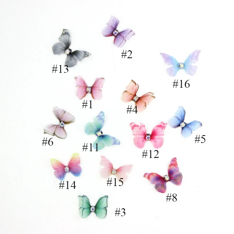 10 Pieces Mini Single Stone Double Layers Butterfly Patches For Clothing Patches Decorative Parches Applique Nails Decoration