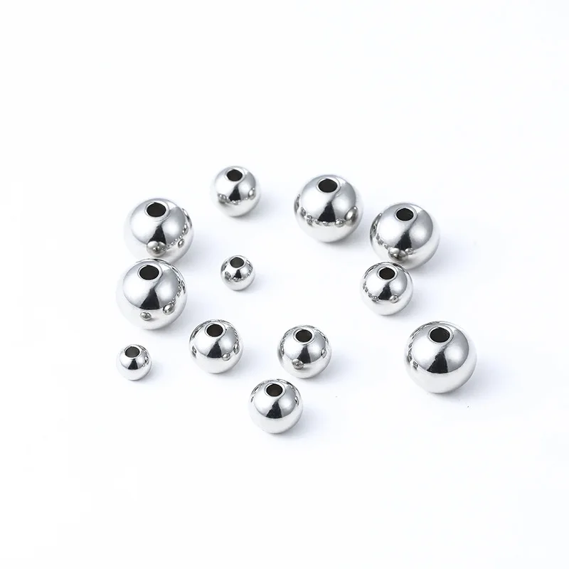 30-100pcs 3/4/6/8mm Stainless Steel Beads Rose Gold Black Loose Spacer Beads Ball Bead For Jewelry Making DIY Bracelets
