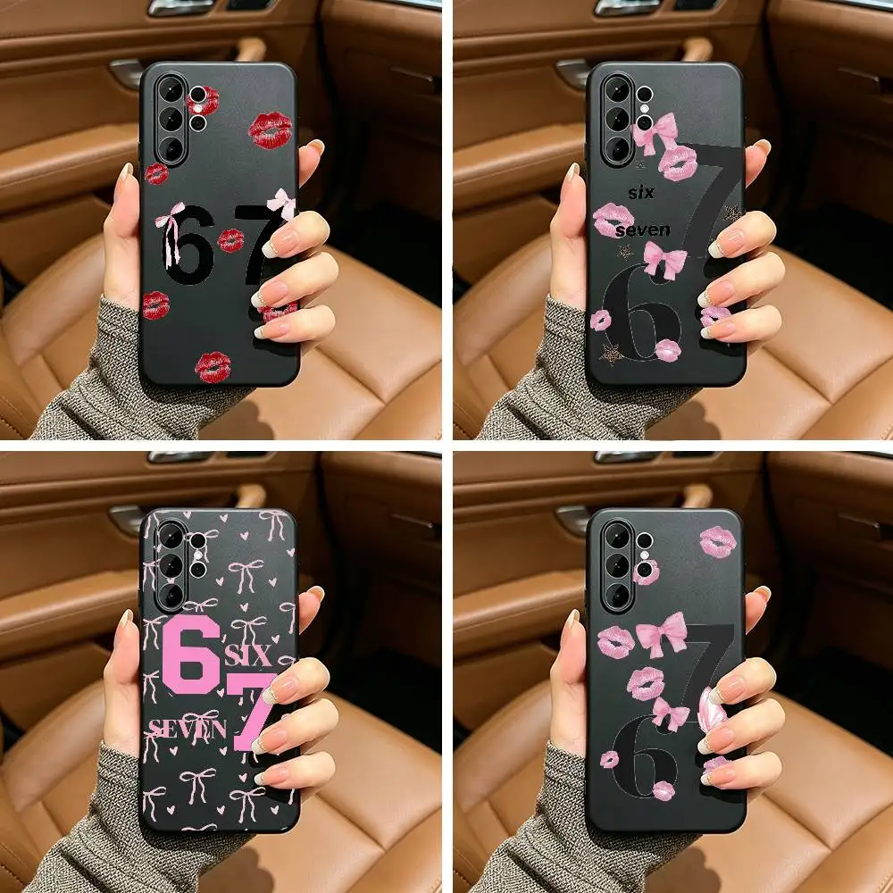 

SS Fashion Six Seven 67 Soft Silicone Case for Samsung S25, S24, S21, S22, S23, S30, Ultra, S20, Plus, FE, Lite-Black