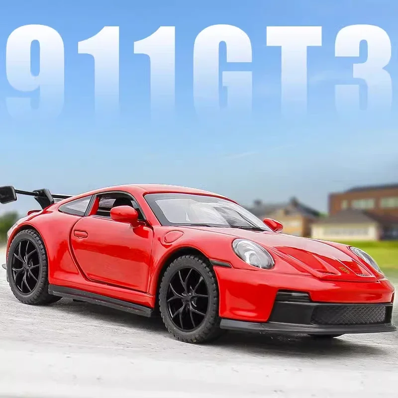 

Модель автомобиля из сплава в масштабе 1:32 Porsche 911 GT3, модель автомобиля из металлического сплава, игрушечная машинка со звуком и фотографией, коллекционная игрушка для мальчиков, подарок A826