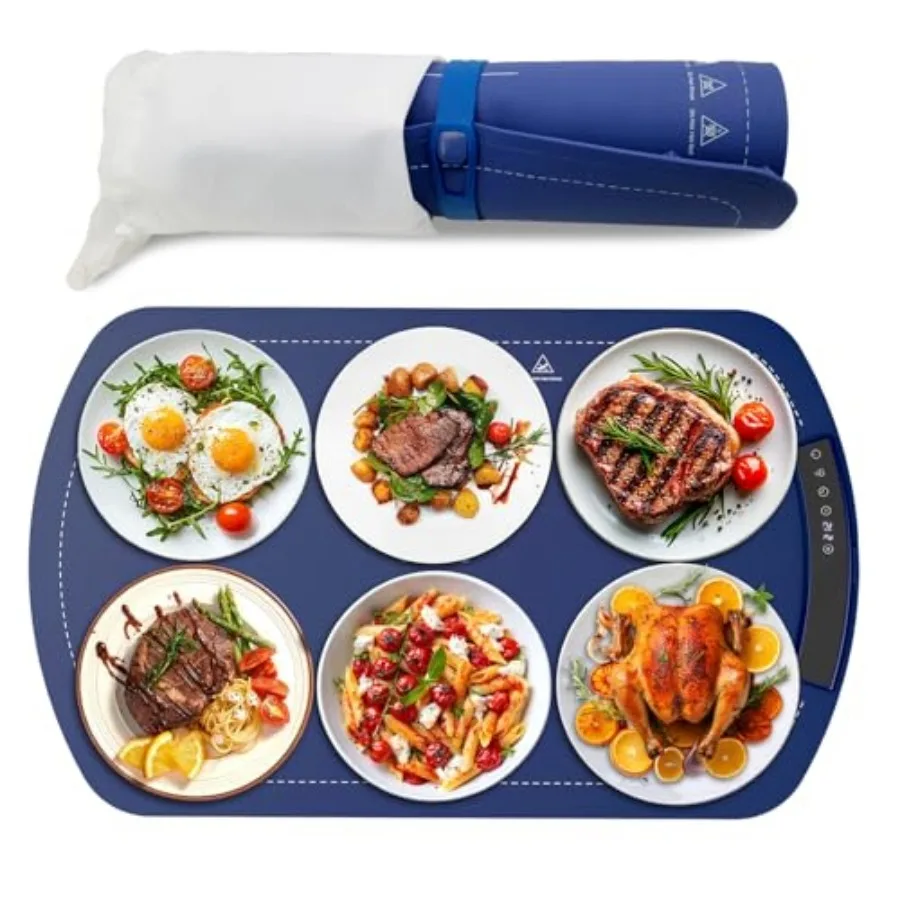 

Warming Mat for Food with 7 Temperature Settings Silicone Electric Warming Tray with 5 Hour Timer Full Surface Heating Roll Up