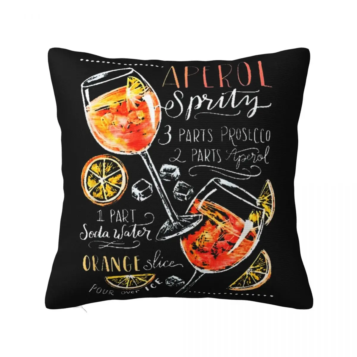 Cocktail Perfect Drinking Alcohol Square Pillow Covers Polyester Home Aperols Spritz Cushion Cover Creative Pillow Cover 40*40